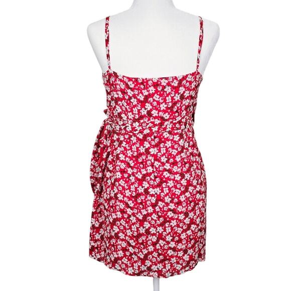 NWT Reformation Troppo Mini Wrap Dress in Nina Red & White Floral Print Size S - Picture 2 of 4